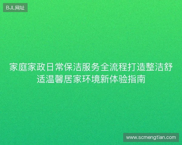 家庭家政日常保洁服务全流程打造整洁舒适温馨居家环境新体验指南